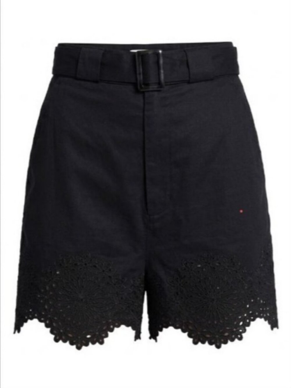 Joie Lavena Linen Cotton Shorts Black Emboidered Belted 10 NWT